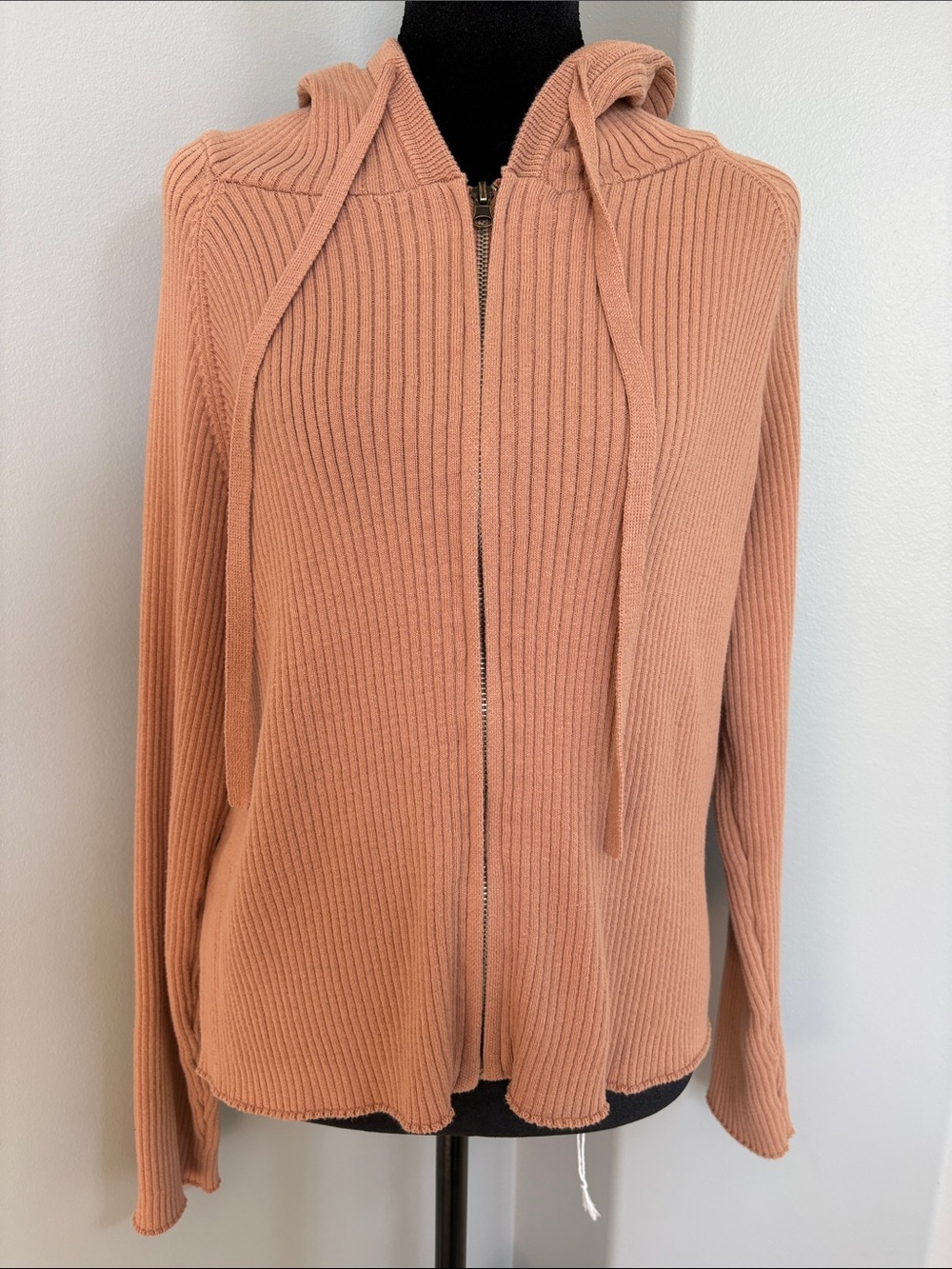Jackson Rowe Ribbed Zip Hoodie in Dusty Peach